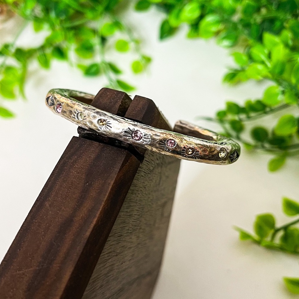 Patricia Locke Rare Solid Silver Cuff Pink Citrine Swarovski Crystal Braclet - Picture 6 of 13